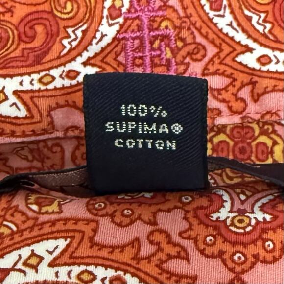 Lands End Top Shirt Womens 10 Pink Multicolor Boho Floral Abstract Button Front - Picture 5 of 9